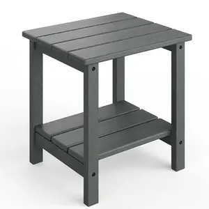 [NEW PRODUCT - FLASH SALE] Garvee Adirondack Side Table, HDPE 2-Tier Patio Side Tables for Outside, 18 x 15 inch All-Weather End Table for Patio, Pool Deck, Indoor, Backyard