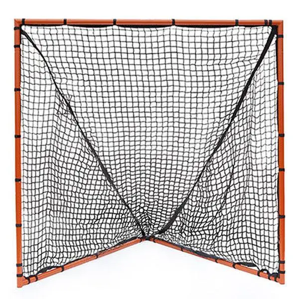 Official Size Lacrosse Goal, 6' x 6' Heavy-Duty Steel Frame with 1.5" Orange Poles, Includes 2.3mm Braided Polyethylene Net with Easy-Attach Velcro Strips for Backyard Practice