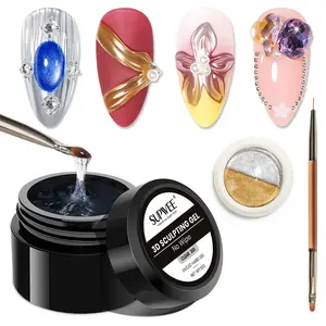 3D Sculpting Nail Gel No Wipe – Clear Semi Solid Builder Gel for Chrome Powder, Rhinestone Glue, 3D Carving Nail Art Decoration