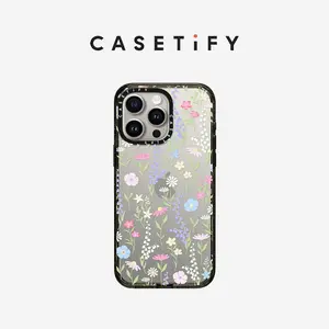 CASETiFY pink pastel cute floral iPhone 16/15/14 Series Phone Case Impact / MagSafe Clear - Black / Clear