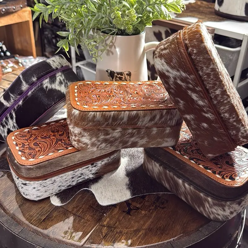 Medium size cowhide jewelry  box
