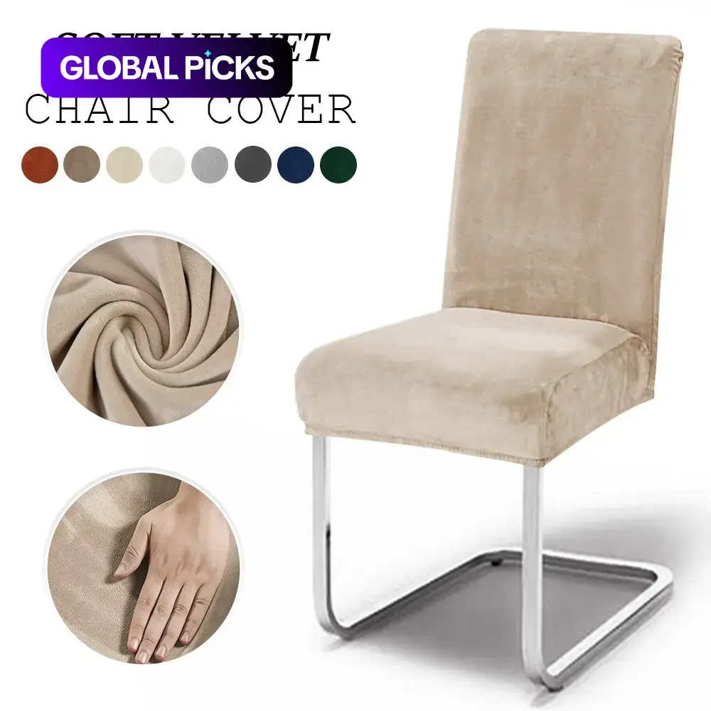 Ultra-Soft Velvet High-Elasticity Chair Covers, Universal Medium-Back Dustproof Knitted Slipcovers for Dining Chairs, Seat Covers For Dining Room Chairs, Restaurant and Hotel Banquet Seat Covers, Home Decor