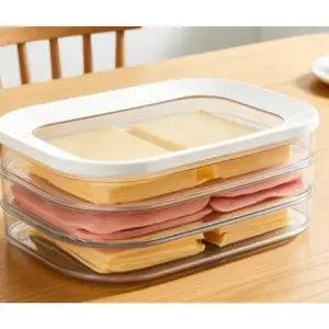 Layered stacking food preservation containers, refrigerator storage boxes, meat preservation containers, cooked food storage boxes, leak-proof stacking design, reusable in refrigerators and freezers, convenient and practical