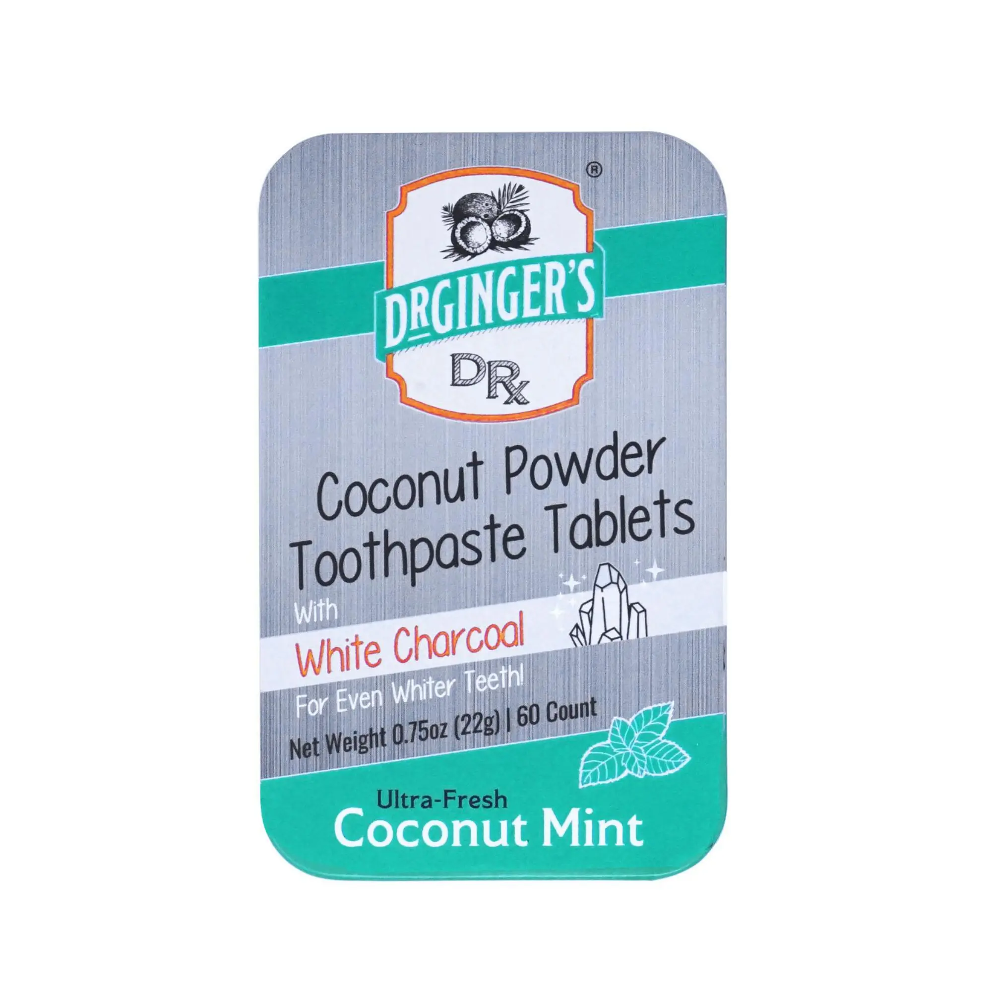 Dr. Ginger's Whitening Toothpaste Tablets | Activated White Coconut Charcoal for Gentle Whitening, Coconut Powered with Organic Coconut Oil, Xylitol, Simply Chew, Sip Water, Brush, Supports Whole Mouth Oral Wellness, TSA Friendly