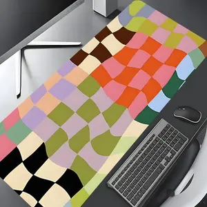 Colorful Abstract lattice Design Large Gaming Mouse Pad,Aesthetic Desktop Decoration Pad, Desk Accessories, Work Accessories, Washable Rubber Pad Non-Slip Lock Edge Multi-Size Mouse Pad Suitable For Home Office,Good Gift for Family and Friends