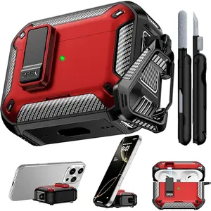 Airpods Pro 3 Case 2025, with Safety Lock & Phone Stand for AirPods Pro 3rd Generation Case Cover with Cleaner & Keychain, Shockproof & Anti-Scratch, Auto-Open, Compatible with MagSafe