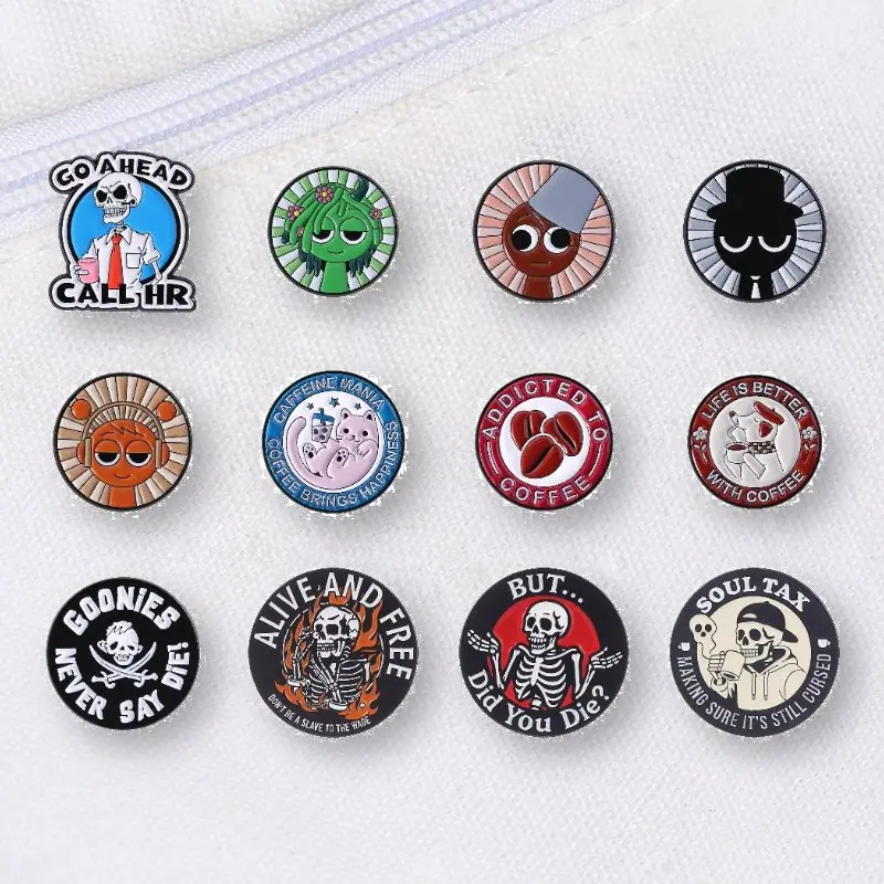 New round brooch -12PCS cartoon round badge pin, suitable for decoration on backpacks and clothing, exquisite decoration, gift, suitable for daily wear by men and women, perfect for giving gifts