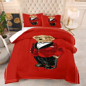 Teddy Bear Theme Comforter Set (Includes 1 Quilt And 1 Or 2 Pillowcases), Bedding Sets, Suitable For Decorating Rooms And Bedrooms For Teenagers And Adults