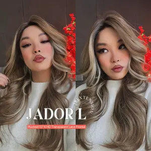 JBEXTENSION 24 Inches Highlight Curly Lace Front Wig.Pre Plucked 13*4 HD Transparent Lace Frontal Handmade Futura Fiber Swiss Lace Synthetic Fiber Pre-Cut Lace Wig JADOR L