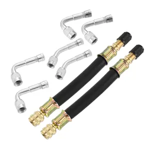 8pcs Tire Valve Stem Extension 2 Flexible Dual Valve Stem Extender Pipe 4.7" 6 Multi Degree 45 90 135 Adapter for Car Truck Motorcycle Bike Trailer RV