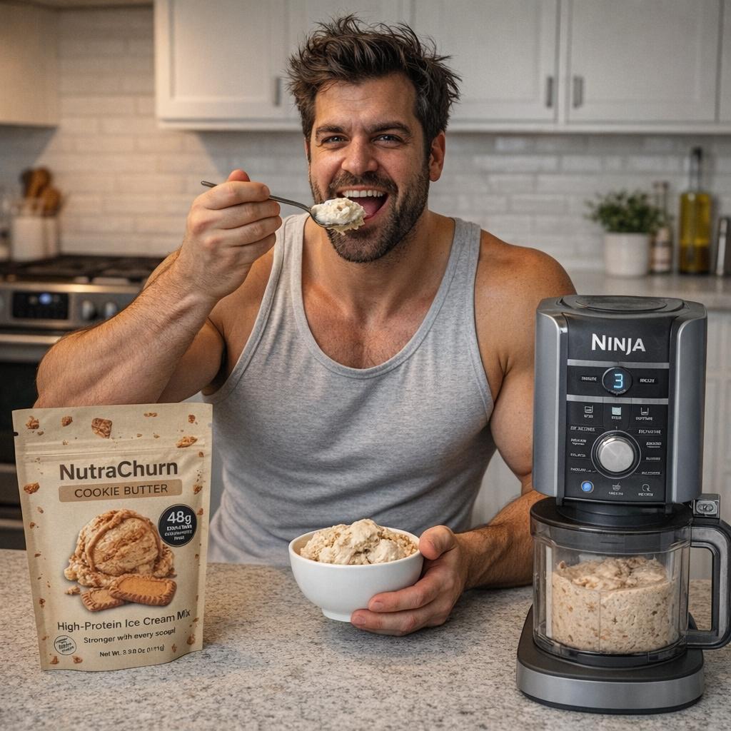 NutraChurn High-Protein Ice Cream Mix 4-Pack Variety – 47–50g Protein Per Pint – For Ninja Creami – Chocolate, Vanilla, Cookies & Cream, Cookie Butter