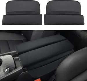 Center Console Armrest Cover for Nissan Rogue Accessories 2021-2026 2022 2023 2024 2025 Leather Arm Rest Box Lid Middle Console Seat Cover Protector (Black Cushion Flat, 2021-2026)
