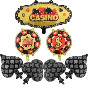 Yimen Bloon Casino Balloons Theme Party Decorations Black Peach Plum Blossom Balloons Playing Cards Balloons Poker Casino Night Birthday Decorations