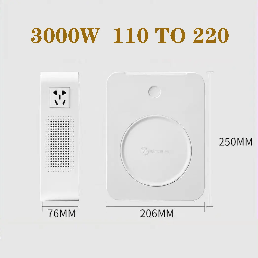 Step Up Transformer, 110V to 220V ,3000W Voltage Converter, Continuous Power Converter Step Up Transformer with Circuit Breaker Protection for Coffee Machine, Food Processor, US Plug
