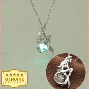 1pc Glow in the Dark Mermaid Pendant Necklace, Fashion Creative Design, Unique Personality Jewelry Gift for Women