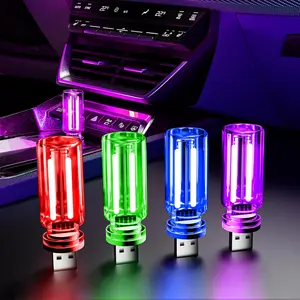 4 PCS USB Night Light, Touch Dimmable Mini USB LED Car Interior Ambient Lights, Portable Plug-in Glass Bottle Night Lamp for Car, Tent, Desk, Bedside(1Red1Blue1Green1Purple),cars accessories