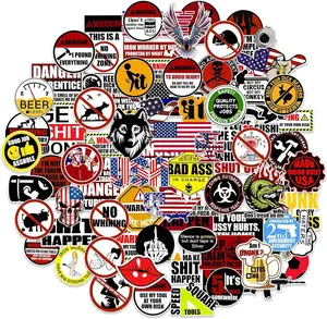 100 Pack Funny Hard Hat Stickers for Tool Box Helmet, Vinyl Sticker for Men Construction Welding Union Military Ironworker Lineman Oilfield Electrician Pipeliner Ibew - American Patriotic Decals