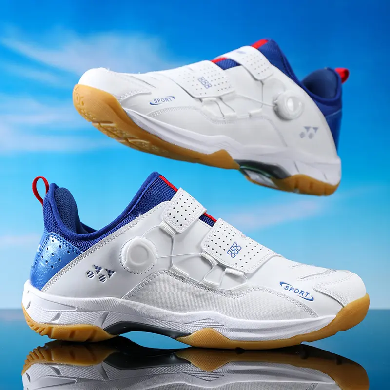 Unisex Badminton Shoes with Breathable Mesh, Lightweight Sports Footwear Featuring a Rotating Buckle, Power Cushion, and Single-Mold EVA Midsole, One-Time Foam
