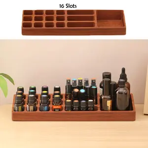 Sandalwood Essential Oil Display Rack | Multi-Size 4/9/12/16 Slot Organizer | Polished Finish | Lightweight & Portable | Ideal for Home Storage | Elegant Wooden Design
