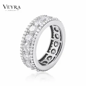 VEYRA 18K Gold-Plated Hip Hop Circle Ring - S925/Copper Band with VVS Synthetic Moissanite, Unisex Artificial Gemstone Jewelry Gift for Men & Women