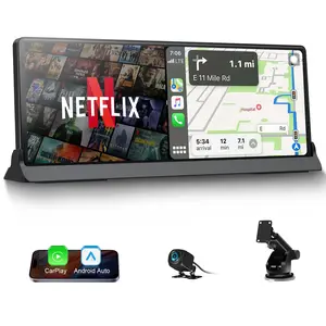 10.26 inch Carplay Screen for car with Netflix YouTube and Backup Camera for iPhone Android Auto Upgraded Wireless AI Video Entertainment BOX Built in Apps Voice Control GPS for iOS 10+ Android 11+