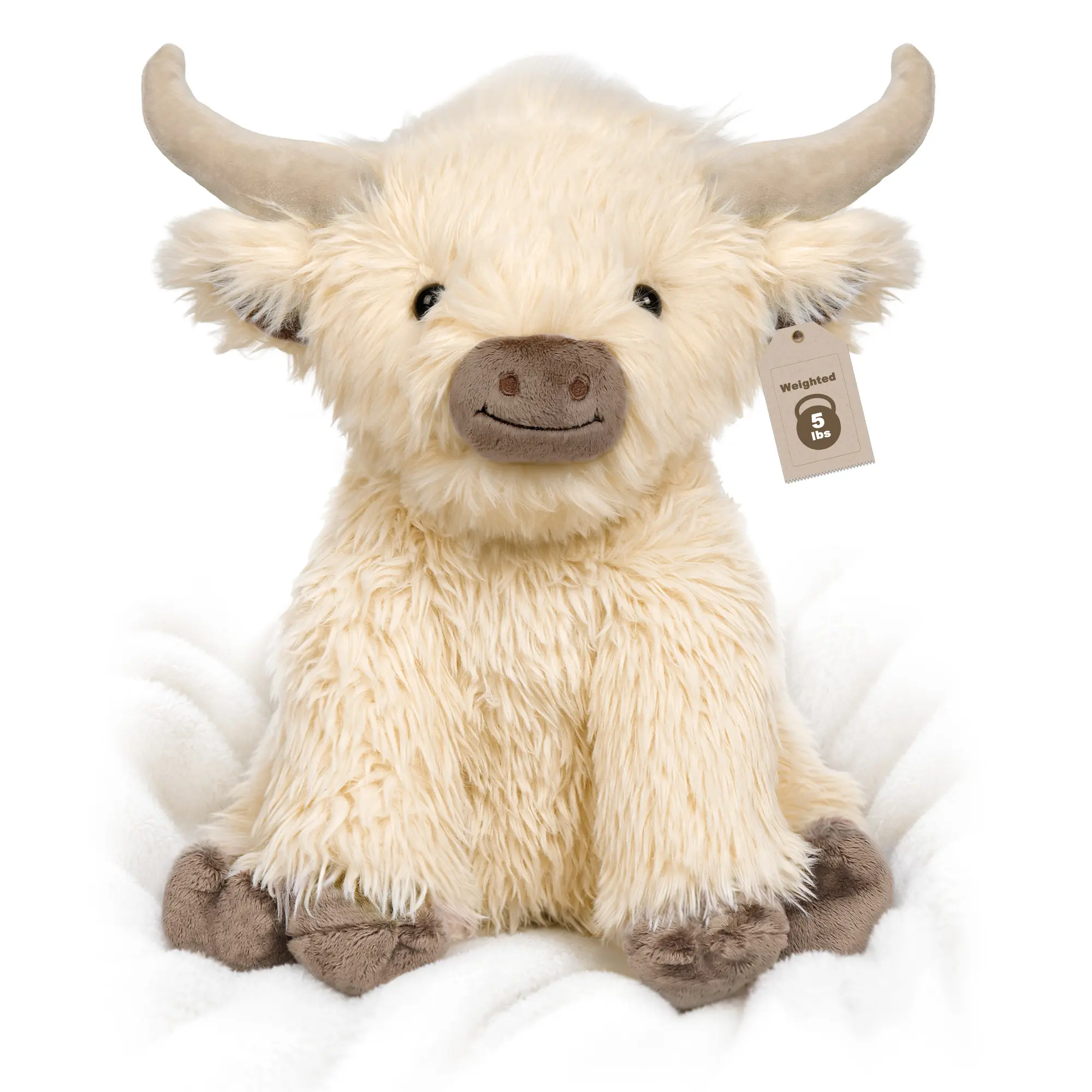 Highland Cow Weighted Stuffed Animals, 5 Ibs 16In Weighted Plush Toy for Kids Heavy Highland Cow Soft Plushies Pillow Animal Cattle Gifts for Adults summerwins