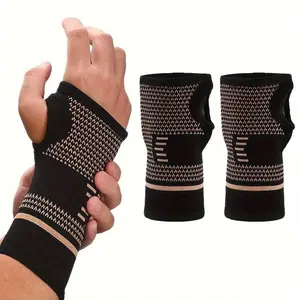 Copper Wrist Compression Sleeve, Elastic Wrist Support Brace, Breathable Wrist Guard, Exercise Wrap, Wrist Wraps for Sports, Fitness, Exercise, Typing