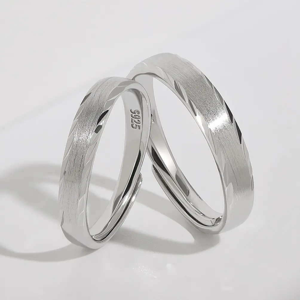 MEISSA Eternal Echo Couples' Rings S925 Sterling Silver Mens Womens Matching Wedding Band Size Adjustable Personalized Gift Engrave Promise Ring Minimalist Perfect Gift Women Couple Ring for Women Handmade Engagement Christmas Gifts Gift for Her Boyfriend