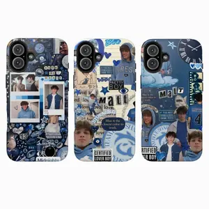 Trendy Matt Sturniolo Triplets Blue Aesthetic Fan Art Portrait Design Shockproof Tough Phone Case Stylish Hard Protective Cover for iPhone 11 12 13 14 15 16 17 Pro Max Plus