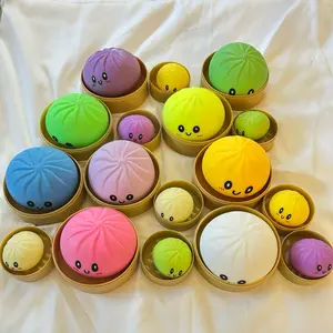 2026 Stress Relief Dumplings Father and Son Series - Soft TPR Anxiety Relief Toy Bun Smiley Face Dumpling Buns