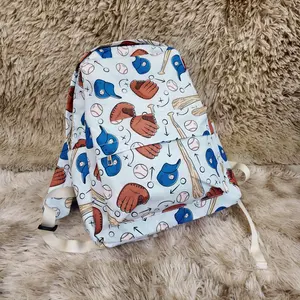 Kids' Baseball Printed Casual Backpack, Youth Back to School Haul Book Bag with Zip for Playtime