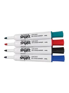 Beifa Group 1593096 School Smart Low Odor Non-Toxic Dry Erase Tank Style Marker, Chisel Tip, Assorted - Pack of 48