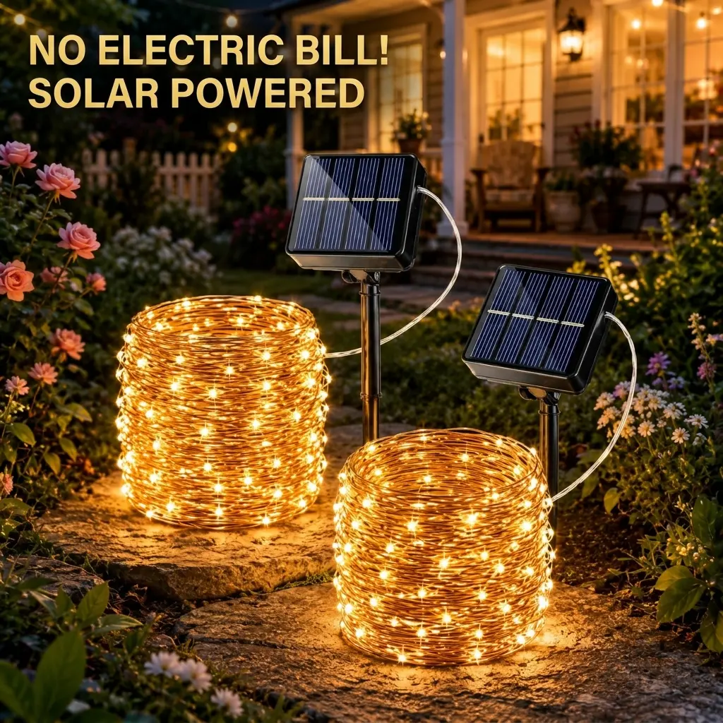 Solar Copper Wire LED String Lights - Waterproof, Bendable, Solar-Powered, Energy-Saving, Polycarbonate - Backyard Glow Up Patio & Garden Lighting - For Homeowners, Led Lighting