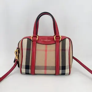 Pre-owned BURBBERY canvas Crossbody Bags Burberry Alchester Beige Red Small Ladies Handbag