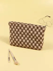 Plaid Checkboard Pattern Zipper Makeup Bag, Casual Handbag for Women Daily Life & Travel, Wash Makeup Bag, Toiletry Cosmetic Brush Storage Bag, Makeup Organizer Pouch