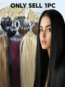 12"-22" Straight Micro Bead Hair Extensions, Non-Remy Micro Loop Human Hair, Medium Length, Sweet Style, Perfect for Casual Looks