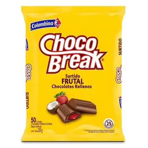 Colombina Chocobreak Surtido Frutal 50 Pieces 250g Chocolate Snack with Fruit Filling Sweet Easter Day Snack