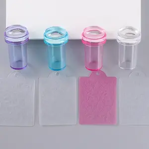Soft Clear Silicone Nail Stamper, Transparent Jelly Head for Perfect French Tips, Nail Art Stamping Tool with Dustproof Cap
