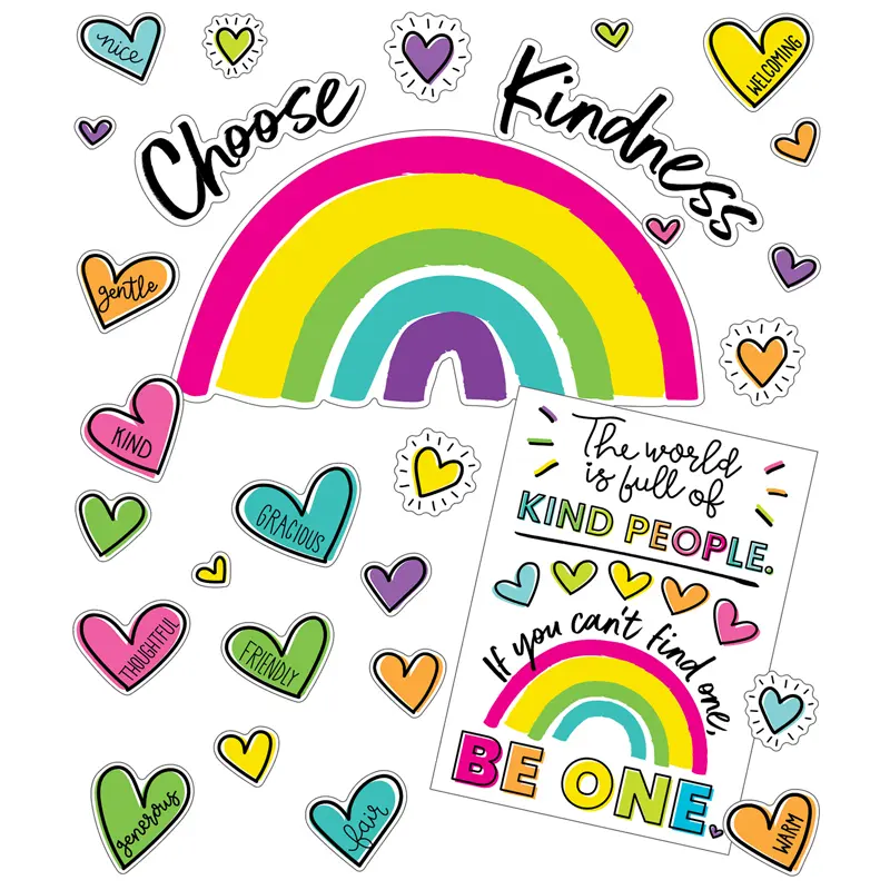 Carson Dellosa Education Kind Vibes Choose Kindness Bulletin Board Set for Grade K-8, Multi Color