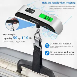Digital Hanging Luggage Scale, Large Handle Portable Electronic Suitcase Weight, Travel Hook Scale with Backlit LCD Display, Versatile Travel Accessory