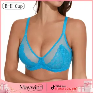 【Maywind】 Minimizer Bras for Women Enchante Full Coverage Underwire Bras Plus Size Lifting FloralLace Brafor Heavy Breast 38DD Size Comfortable Stylish Fit Mother's Day gift
