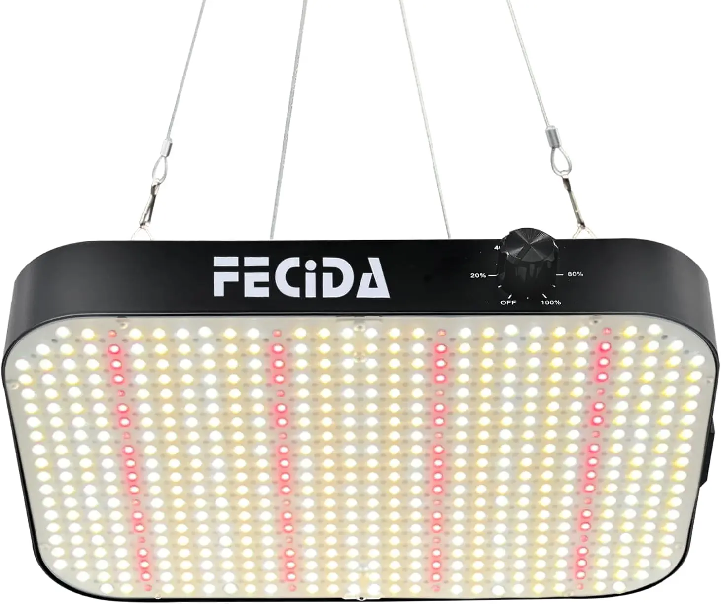 FECiDA LED Grow Light Full Spectrum 65 Watt High Output Dimmable for Indoor Plants with Daisy Chain Function & Built-in Fan Aluminum Construction