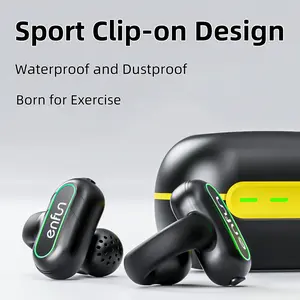 EnFun Open Ear Headphones, Bluetooth 5.3 Wireless Earbuds with Earhooks for Long Time Playback, Clip-on Earphone with IPX7 Waterproof for Fitness, Running and Outworks