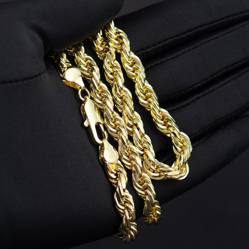 Holylegend 14K Real Gold-Plated Rope Chain Necklace for Women and Men,Upgraded Shine, Faceted Cut, Tarnish-Free, Goldstone necklace 6mm/8mm, 22"/24" Jewelry