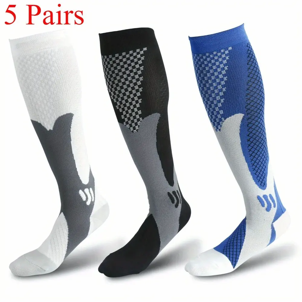 5 Pairs Men Women Compression Socks Calf Leg Foot Support Stocking for,,, Training & -Day Athletics