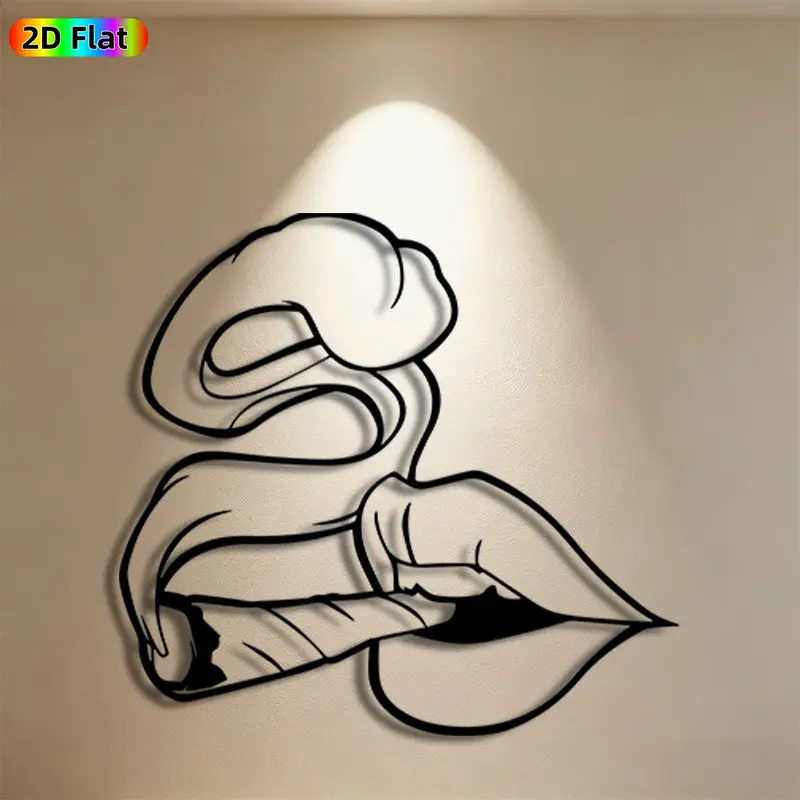 1pc Lips & Smoke Metal Wall Art, Statue Mural, Gift for Valentine's Day, Anniversary, Decoration Items, Modern Home Decoration, Art Enthusiasts, Powder-Coated Metal Wall Decor & Sculptures, for Bedroom & Patio Fence Walls