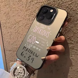 [Christian Bible Verse Phone Case] Christian Bible Verse Pink Words Aesthetic Christmas Decorations Phone Case for Iphone 16 Pro Max Case 11 15 14 13 12 Pro Max Plus Case Black And Silver Shockproof Phone Cases Christian Gifts for Sister Women Men