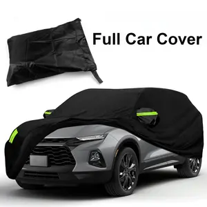 Black Full Car Cover, All Weather UV Protection Full Cover Made of Oxford Fabric for SUVs (15.9–16.7 ft)- Universal Fit Outdoor Use, Dustproof Snowproof Anti-Scratch