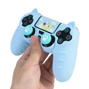 Christmas gift Cat Paw Silicone Soft Protector Sticker Skin For Sony Dualshock 4 DS4 PS4 Slim Pro Controller Case Thumb Stick Grip Cap Cover Festival gift Console Controller Accessories