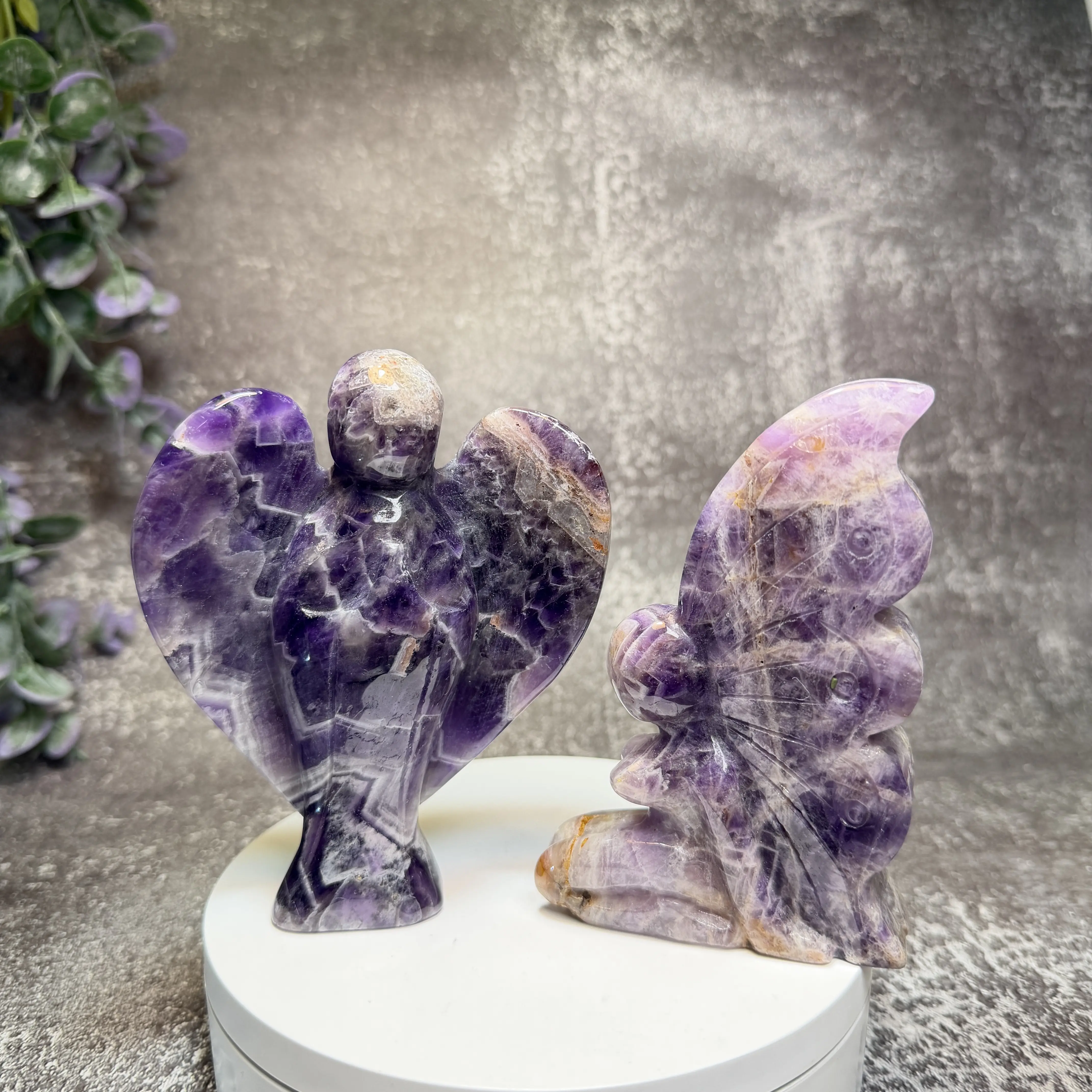 Dream Amethyst Angel and Fairy -- Natural Crystal Home Decor | Stunning Patterns and Exquisite Hand-carving